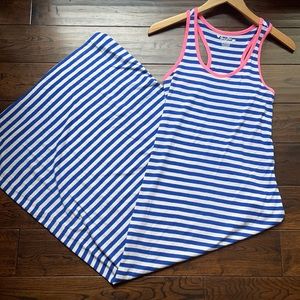 Just Love neon blue stripe racer tank maxi dress